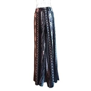 West Loop Wide Leg Palazzo Pants Boho Black and White Print Size XL